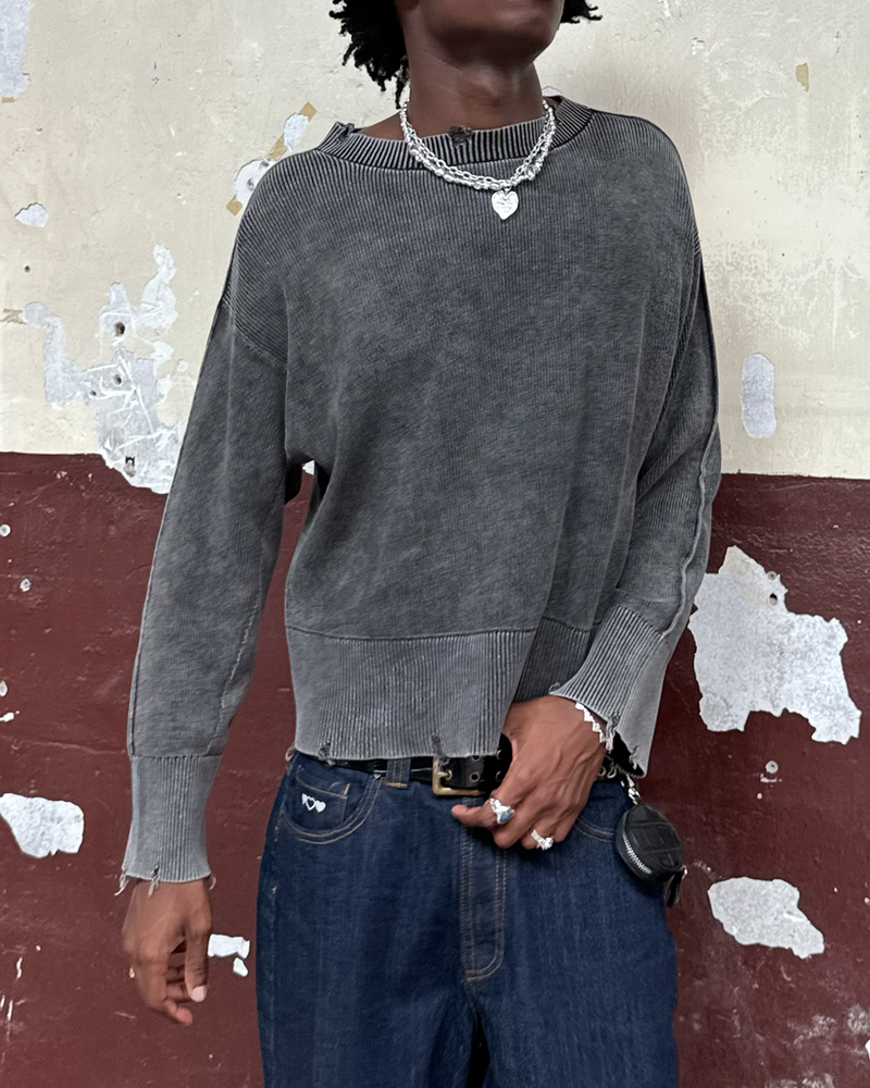 Perfect Cropped Knit Sweater Ash