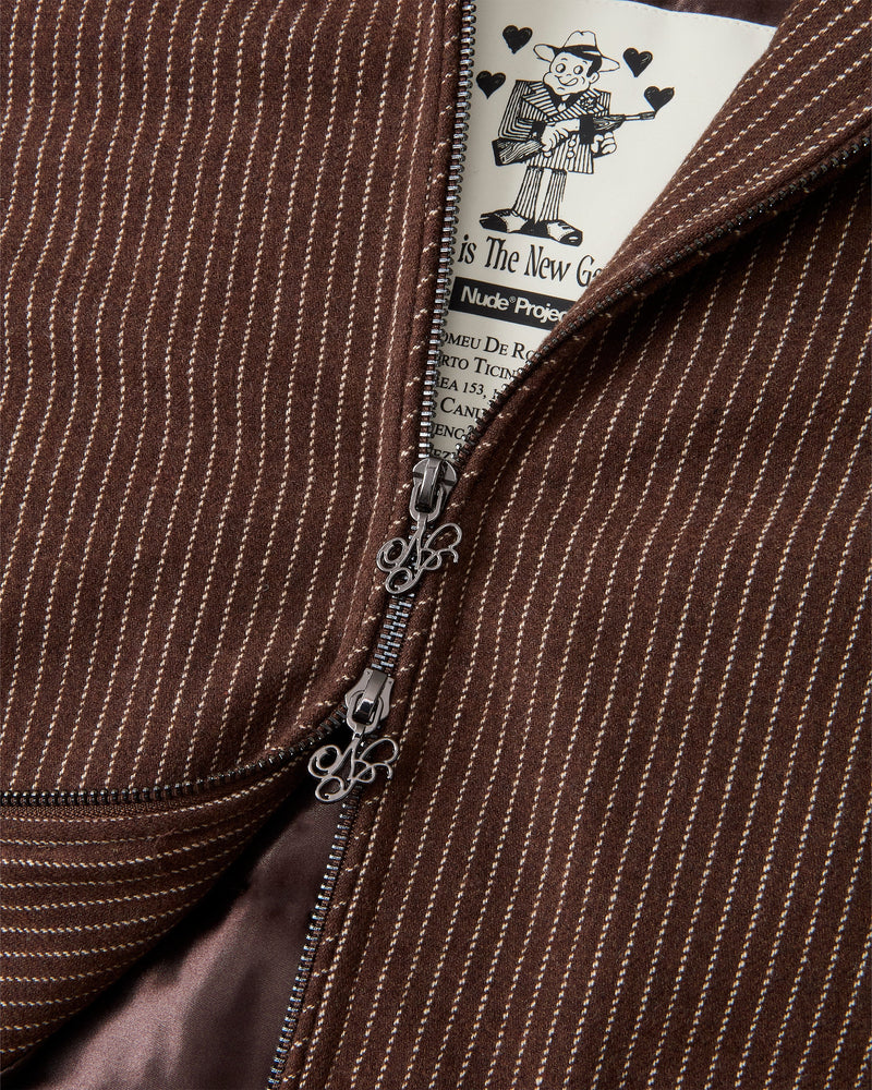 Wool Zip-Up Bomber Jacket Brown