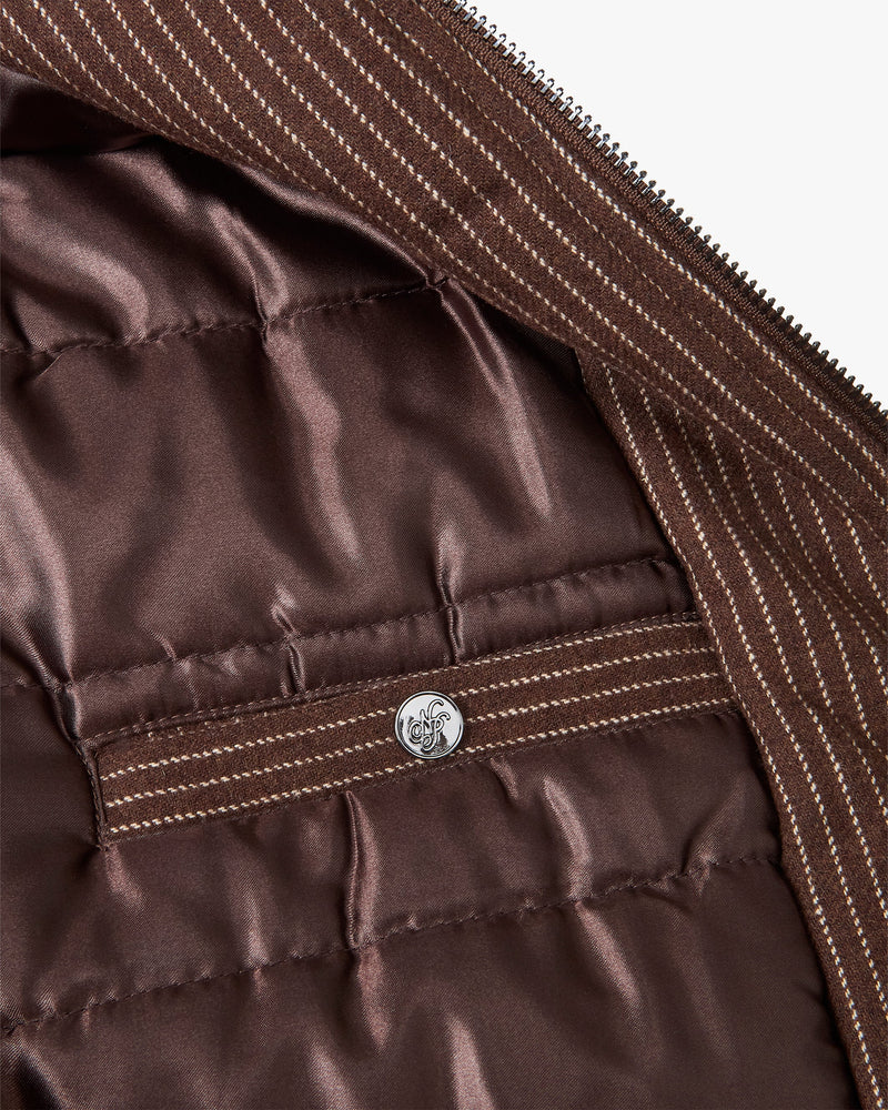 Wool Zip-Up Bomber Jacket Brown