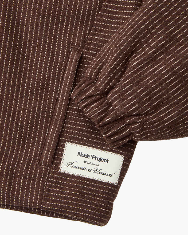 Wool Zip-Up Bomber Jacket Brown