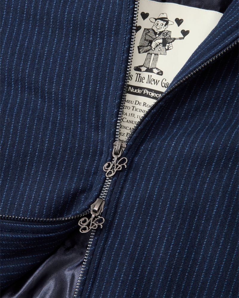 Wool Zip-Up Bomber Jacket Navy