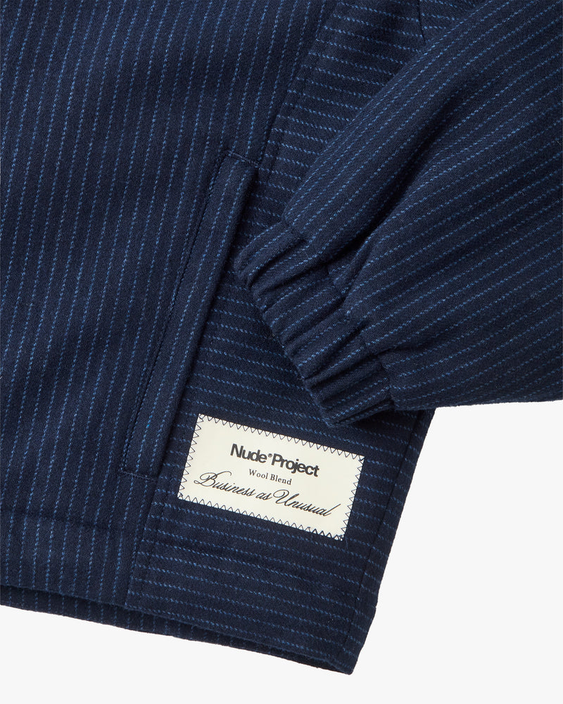 Wool Zip-Up Bomber Jacket Navy