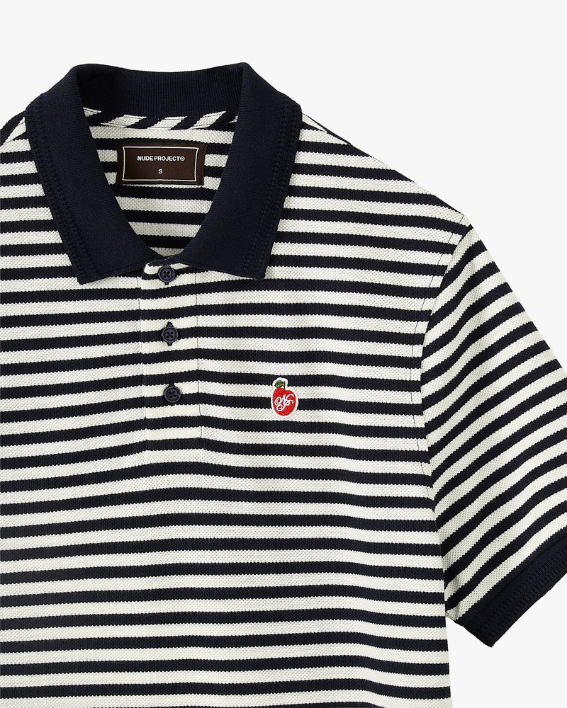 Apple Crew Stripes Polo Black