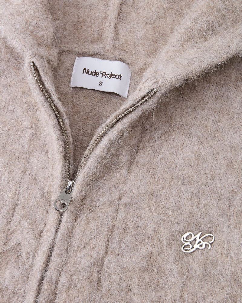 Alpachino Knit Zip-Up Hoodie Beige