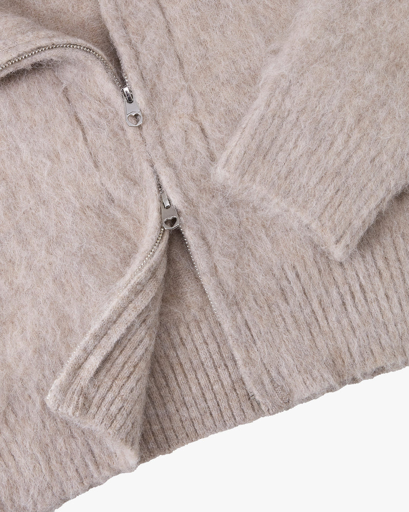 Alpachino Knit Zip-Up Hoodie Beige