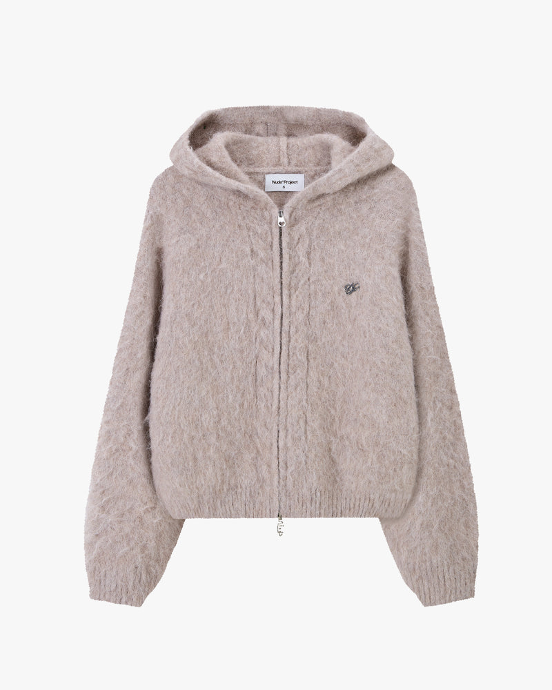 Alpachino Knit Zip-Up Hoodie Beige