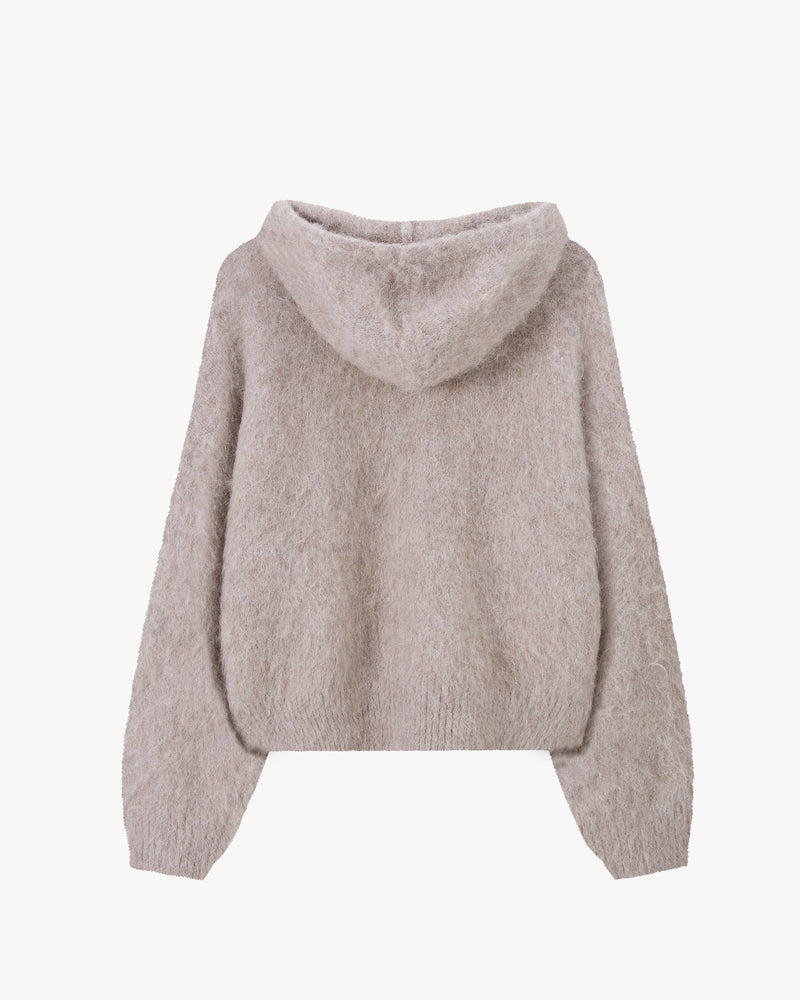 Alpachino Knit Zip-Up Hoodie Beige