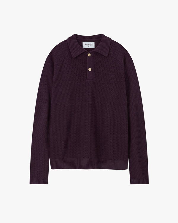 Elegant Knit Polo Burgundy