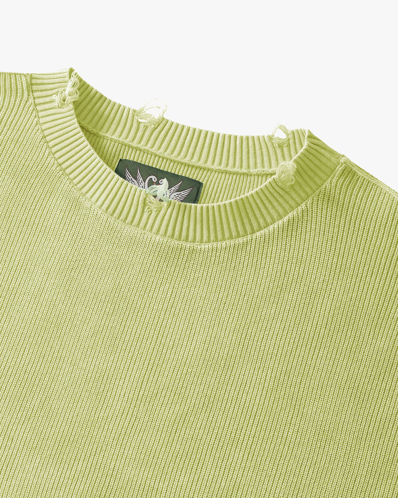 Perfect Cropped Knit Sweater Lime