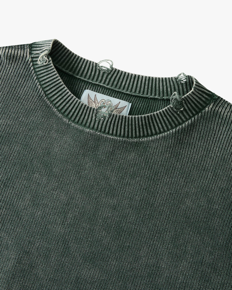 Perfect Cropped Knit Sweater Dark Green