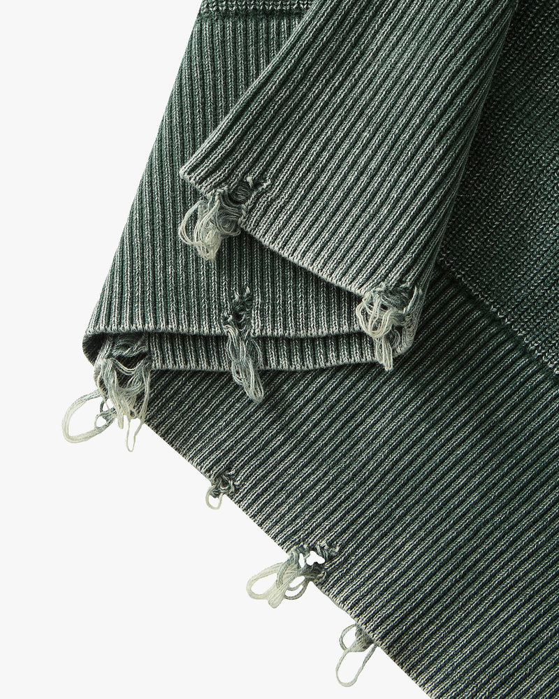 Perfect Cropped Knit Sweater Dark Green