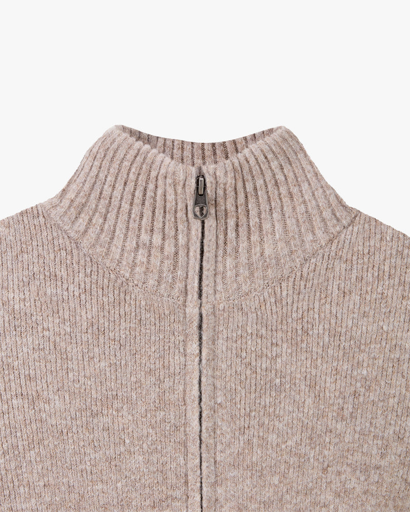 Sweet Knit Zip-up Cardigan Beige