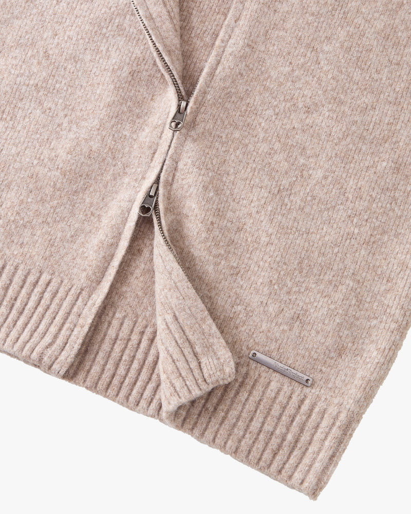 Sweet Knit Zip-up Cardigan Beige
