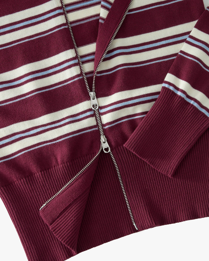 Bulldog Zip-Up Knit Cardigan