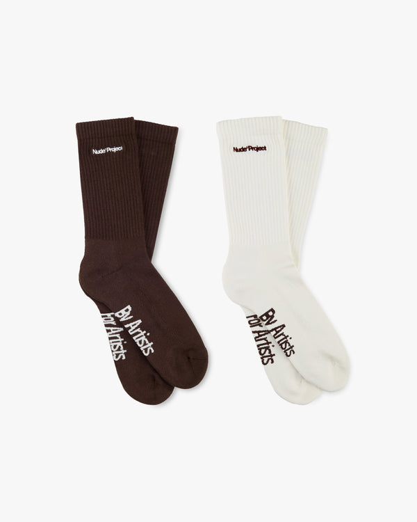 Core Socks Brown/White
