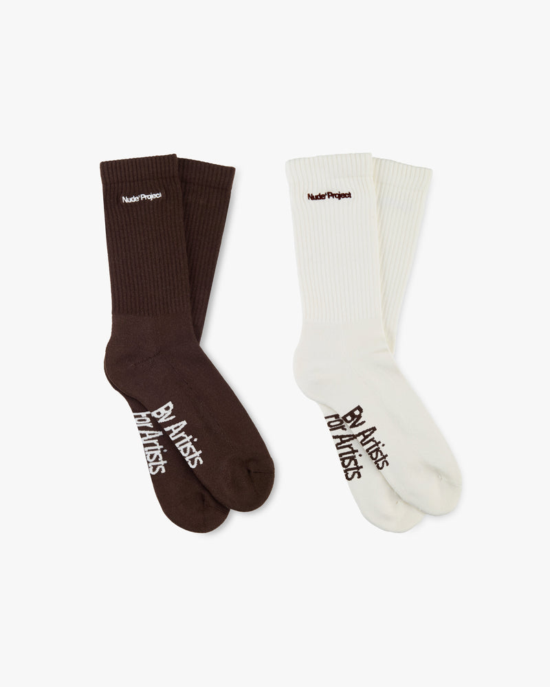 Core Socks Brown/White