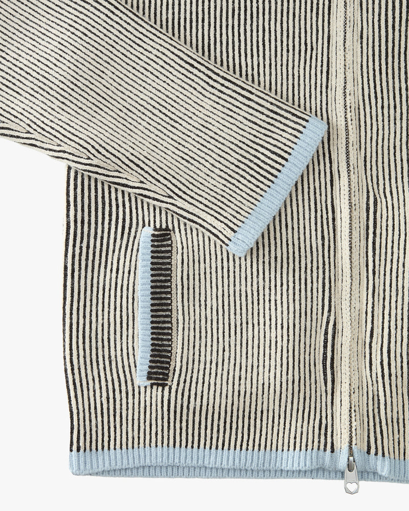 Classy Knit Zip-Up Cardigan Blue