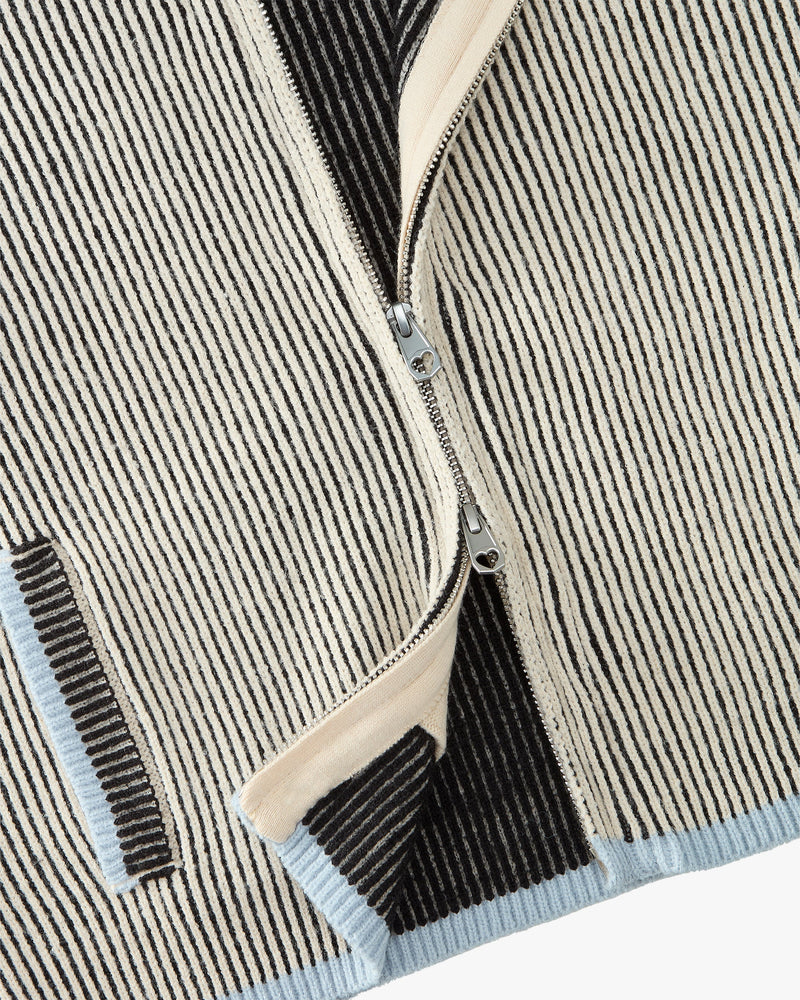 Classy Knit Zip-Up Cardigan Blue