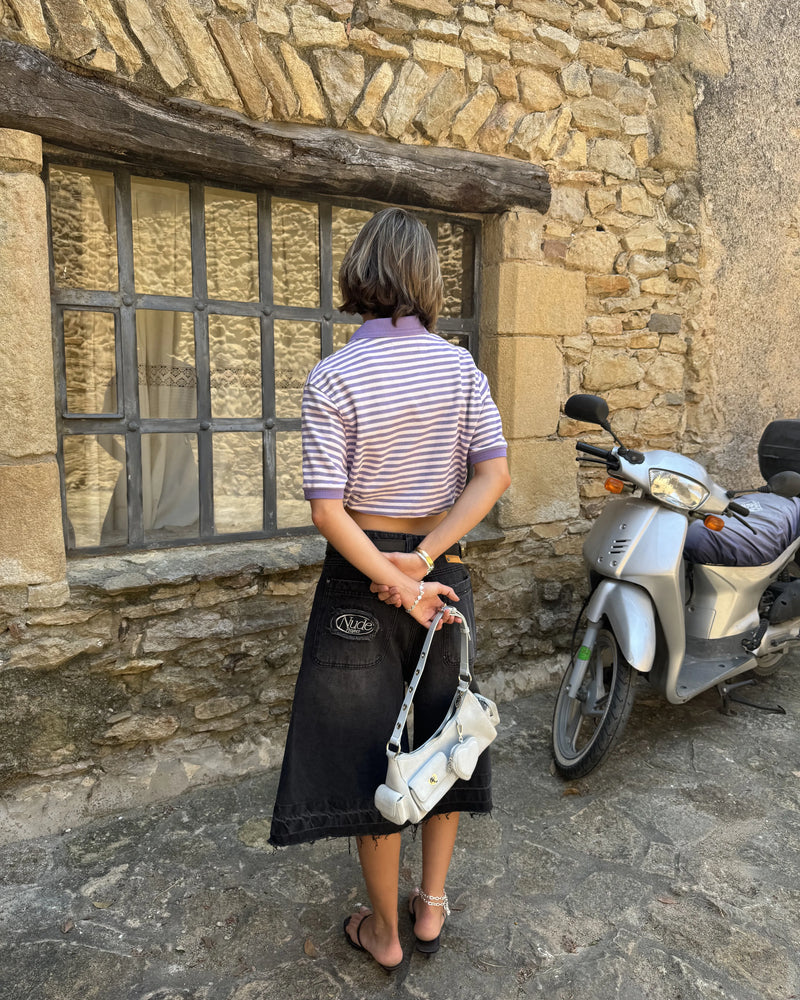 Apple Crew Stripes Polo Purple