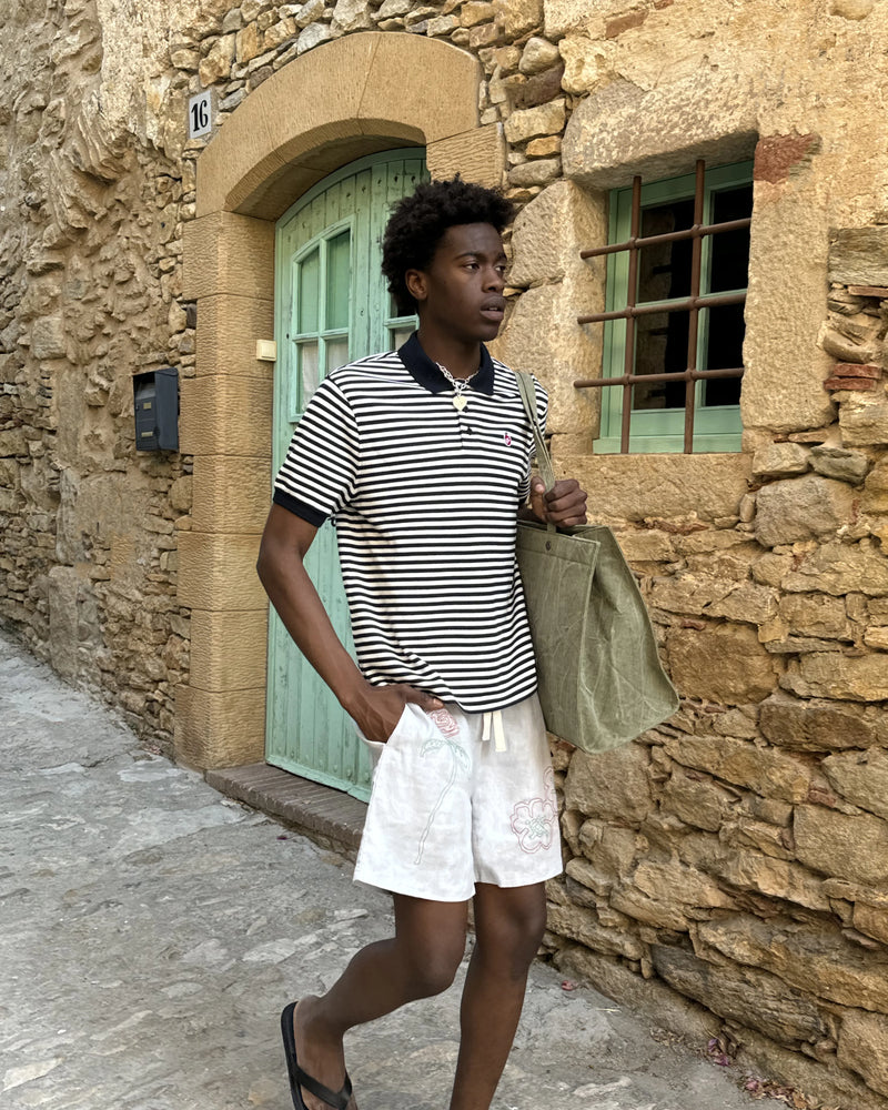 Apple Crew Stripes Polo Black