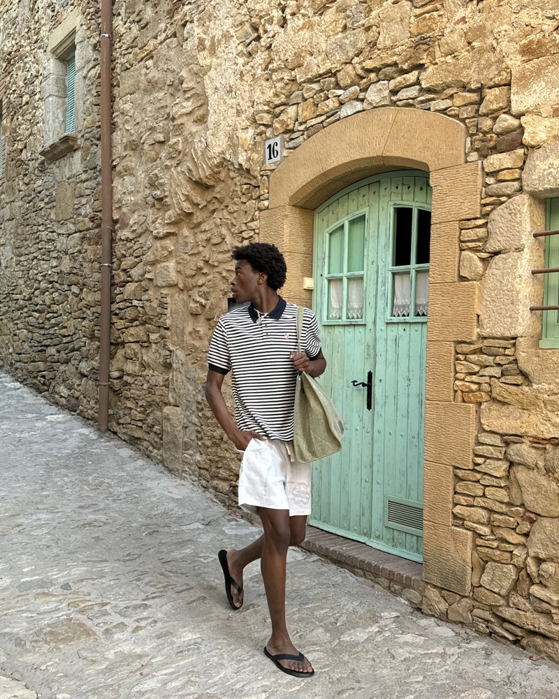 Apple Crew Stripes Polo Black