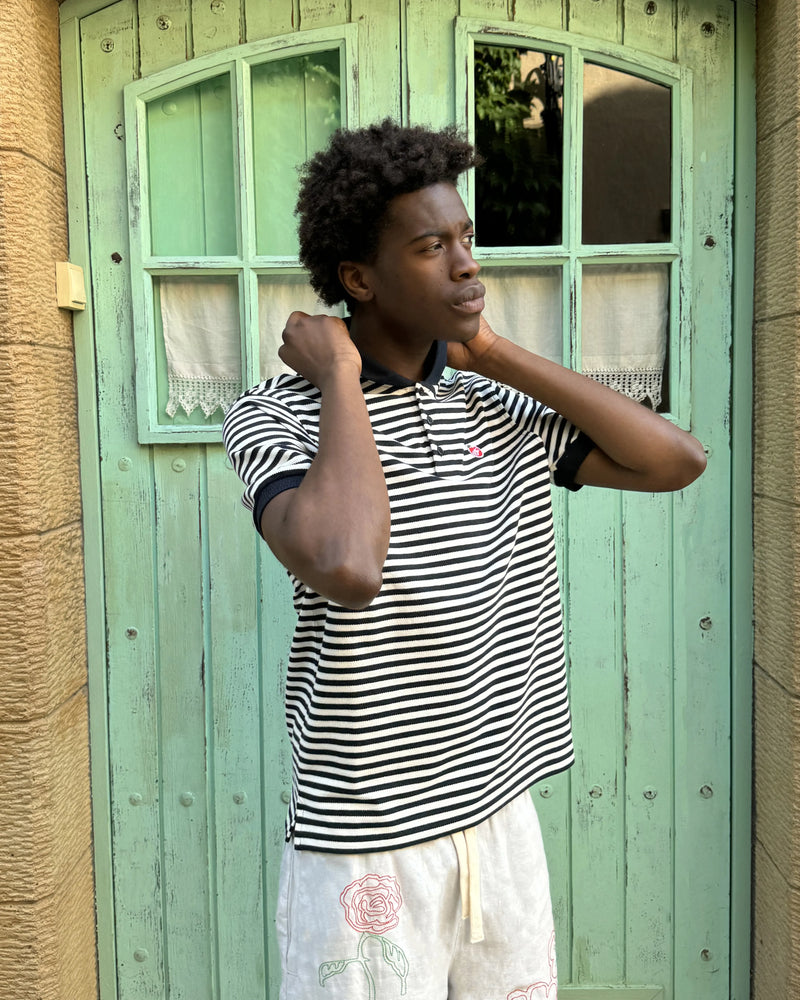 Apple Crew Stripes Polo Black