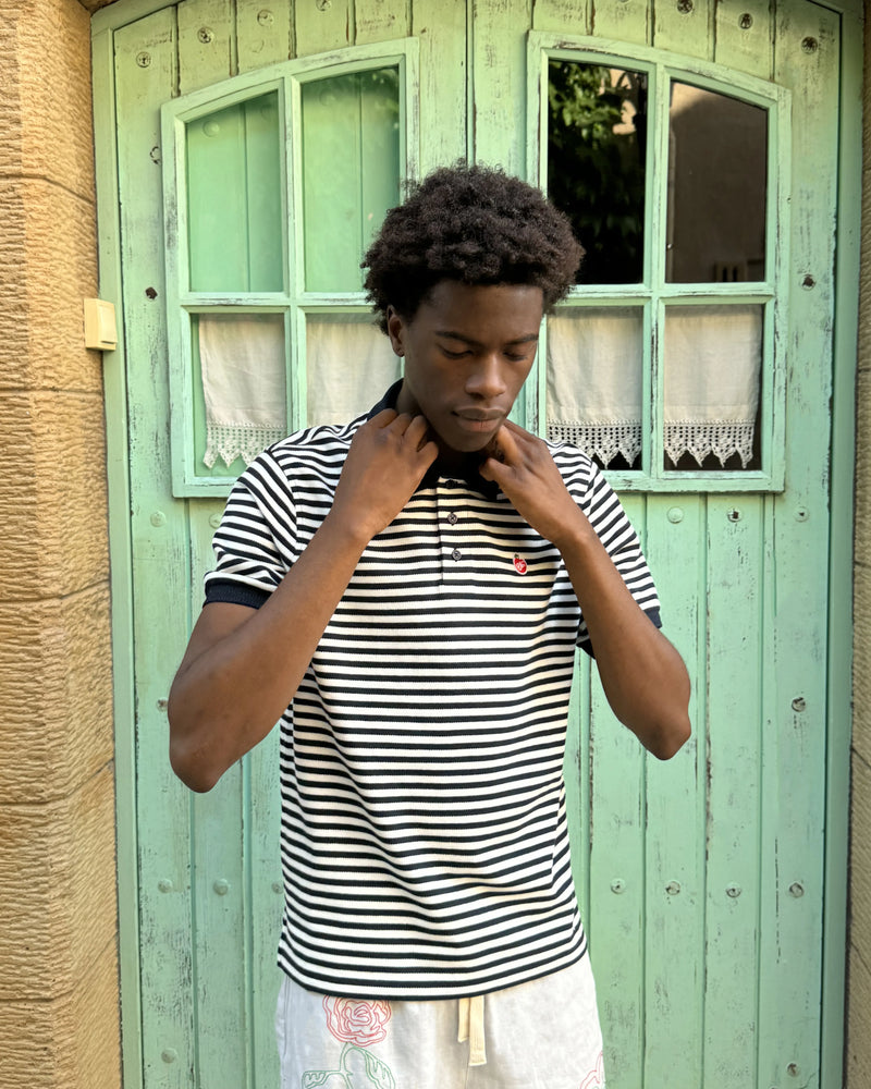Apple Crew Stripes Polo Black