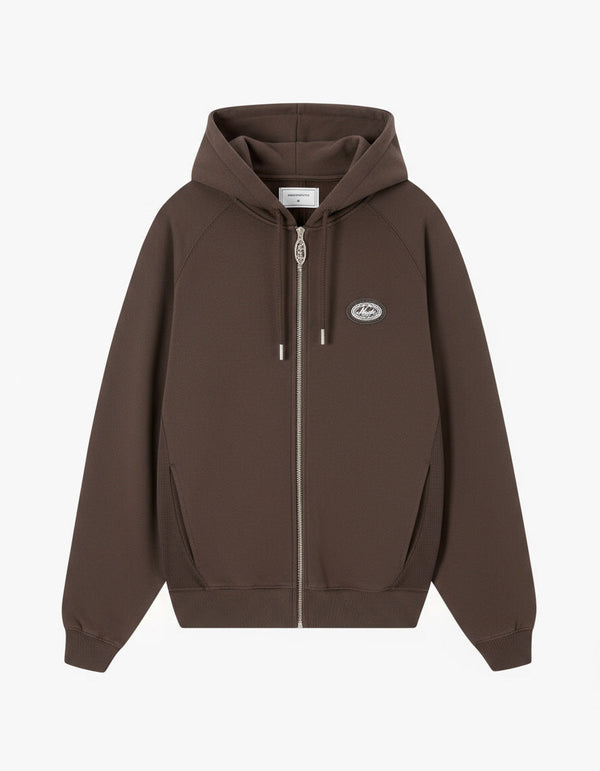 Essentials Zip-Up Hoodie Brown