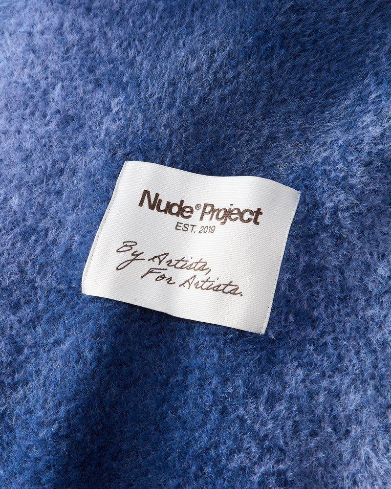 Gradient Knit Zip-Up Hoodie Blue