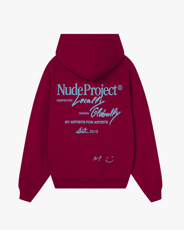 Global Soon Zip-Up Hoodie Burgundy