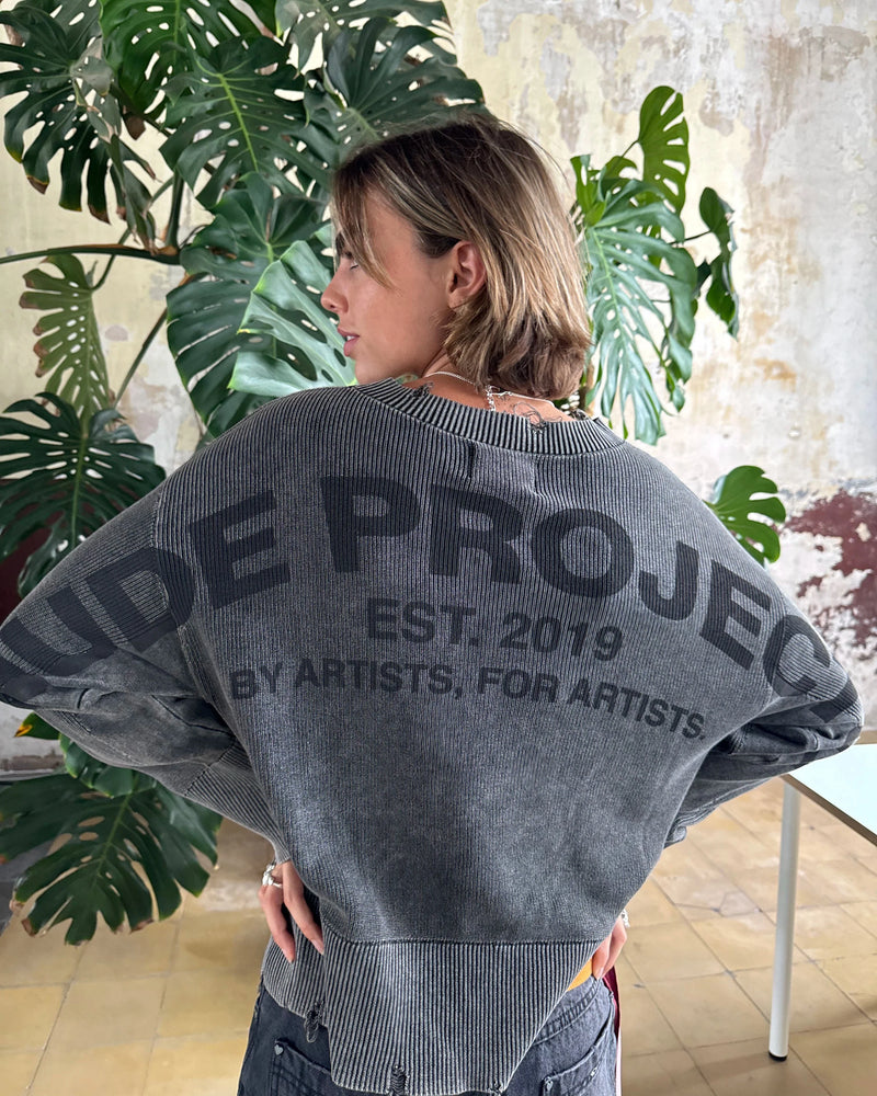 Perfect Cropped Knit Sweater Ash