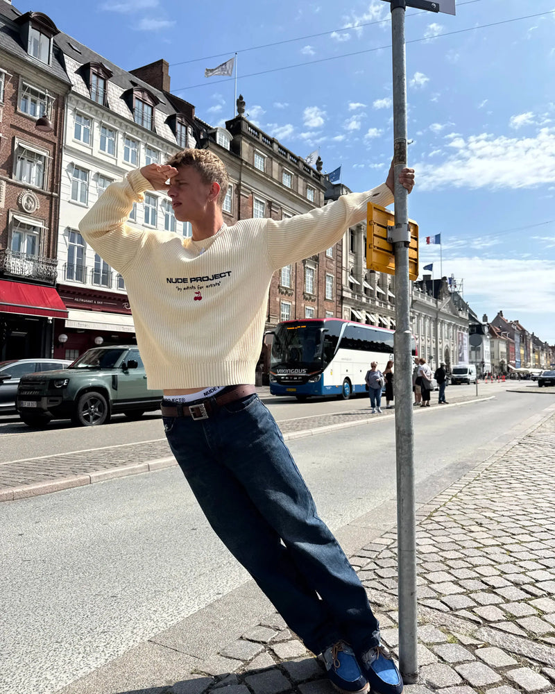 Wavy Knit Sweater Off-White