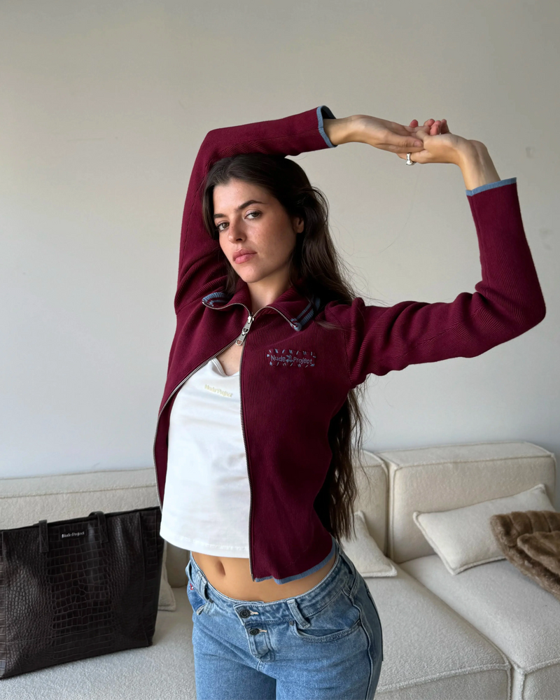 Kiddo Full-Zip Knit Burgundy