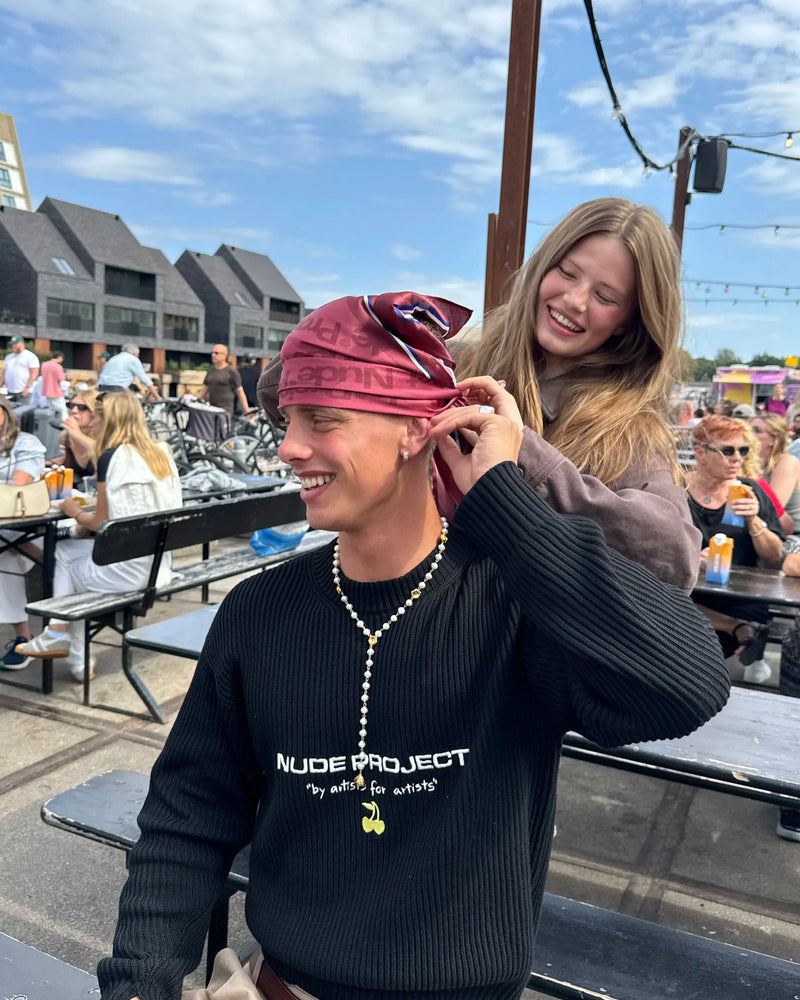 Wavy Knit Sweater Black