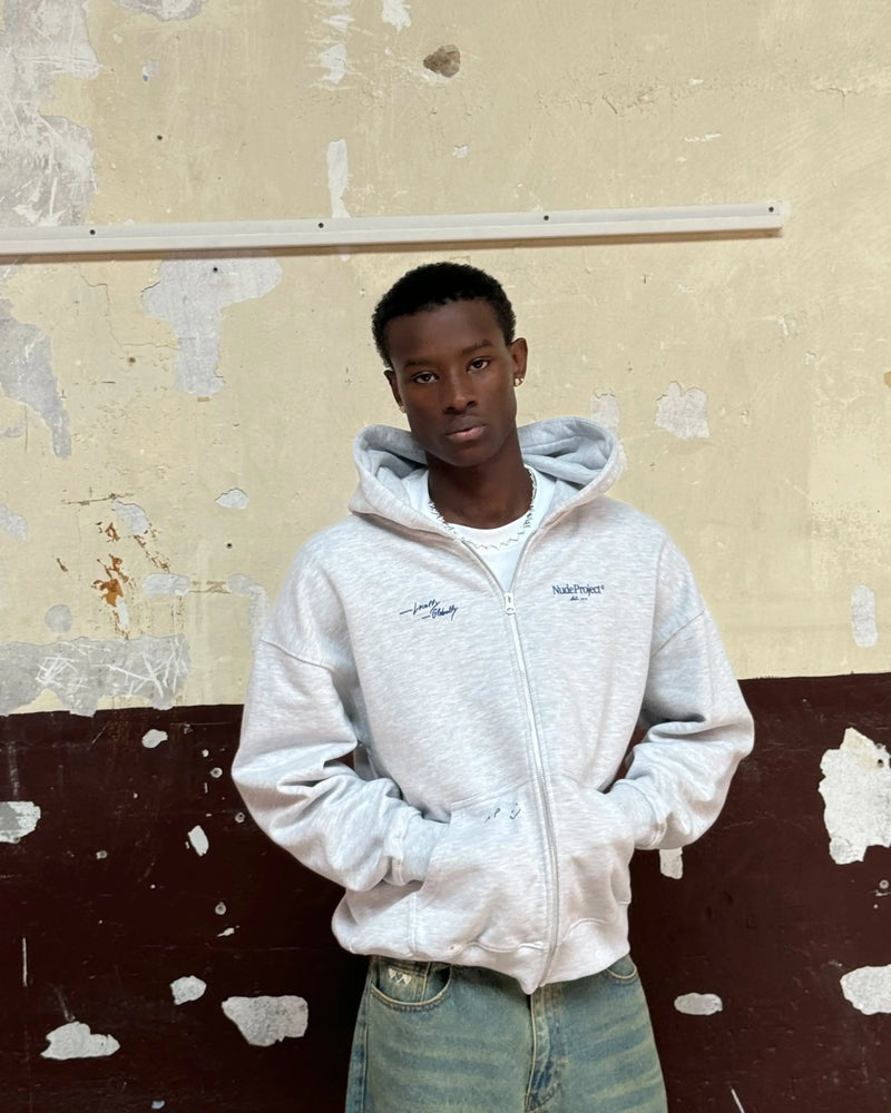 Global Soon Zip-Up Hoodie Grey