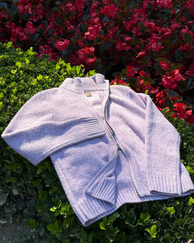 Sweet Knit Zip-up Cardigan Lilac