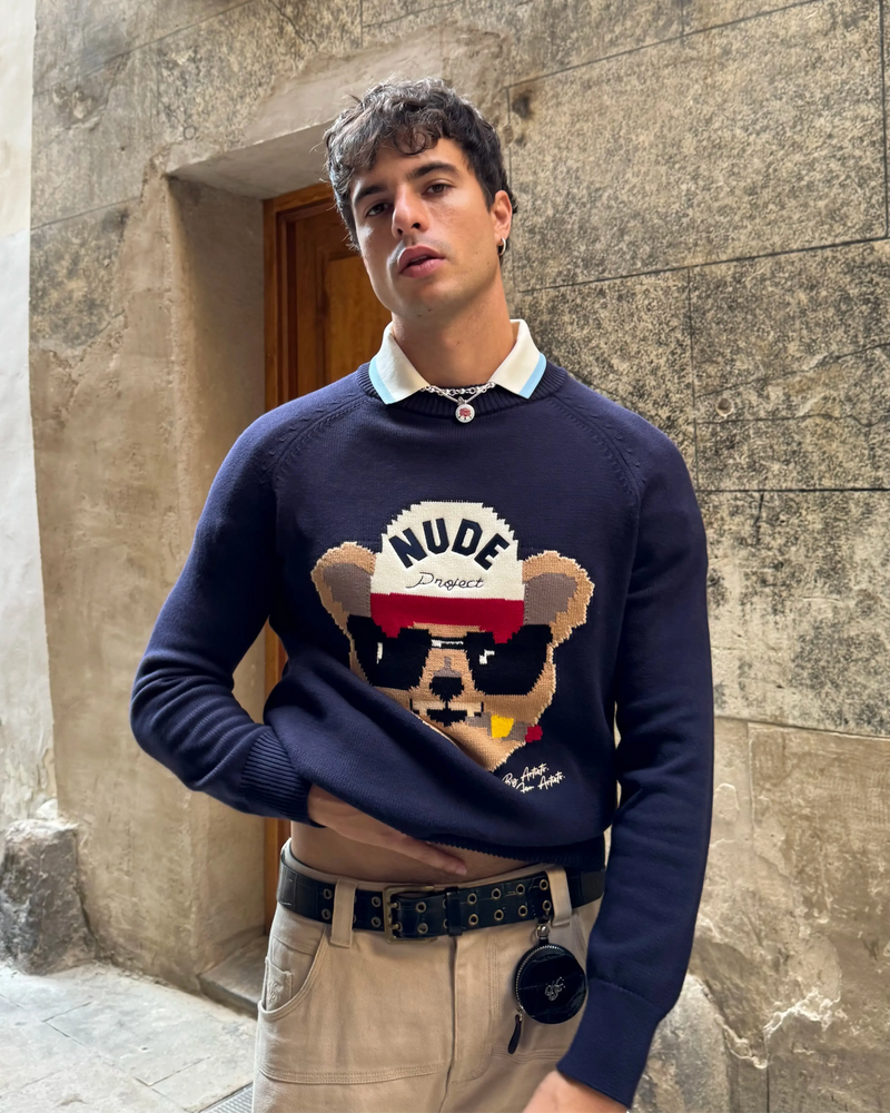 Teddy Knit Sweater Blue