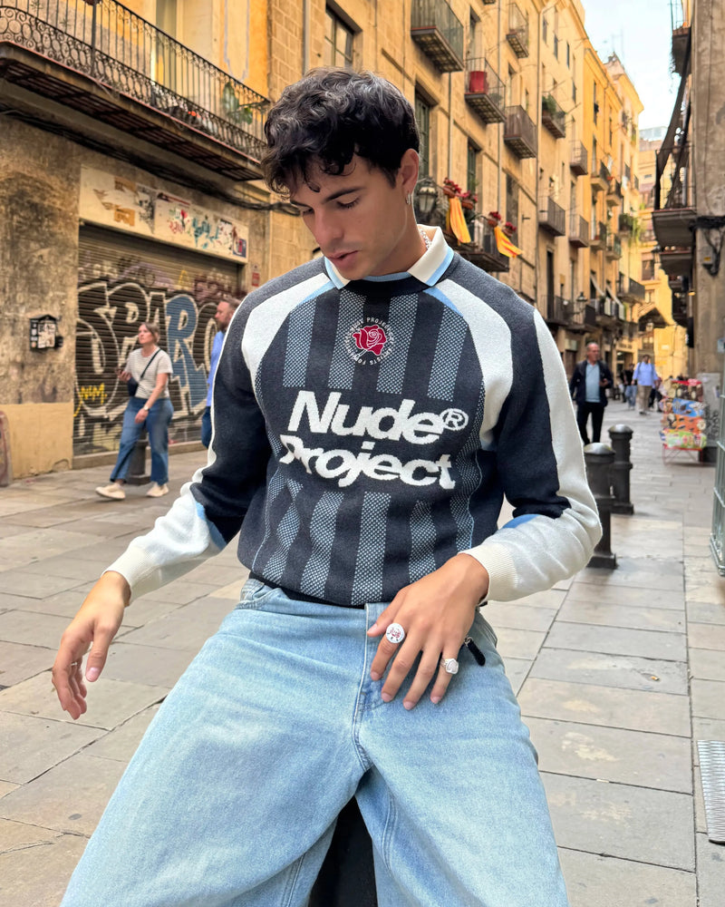 Grass Football Knit Sweater Grey