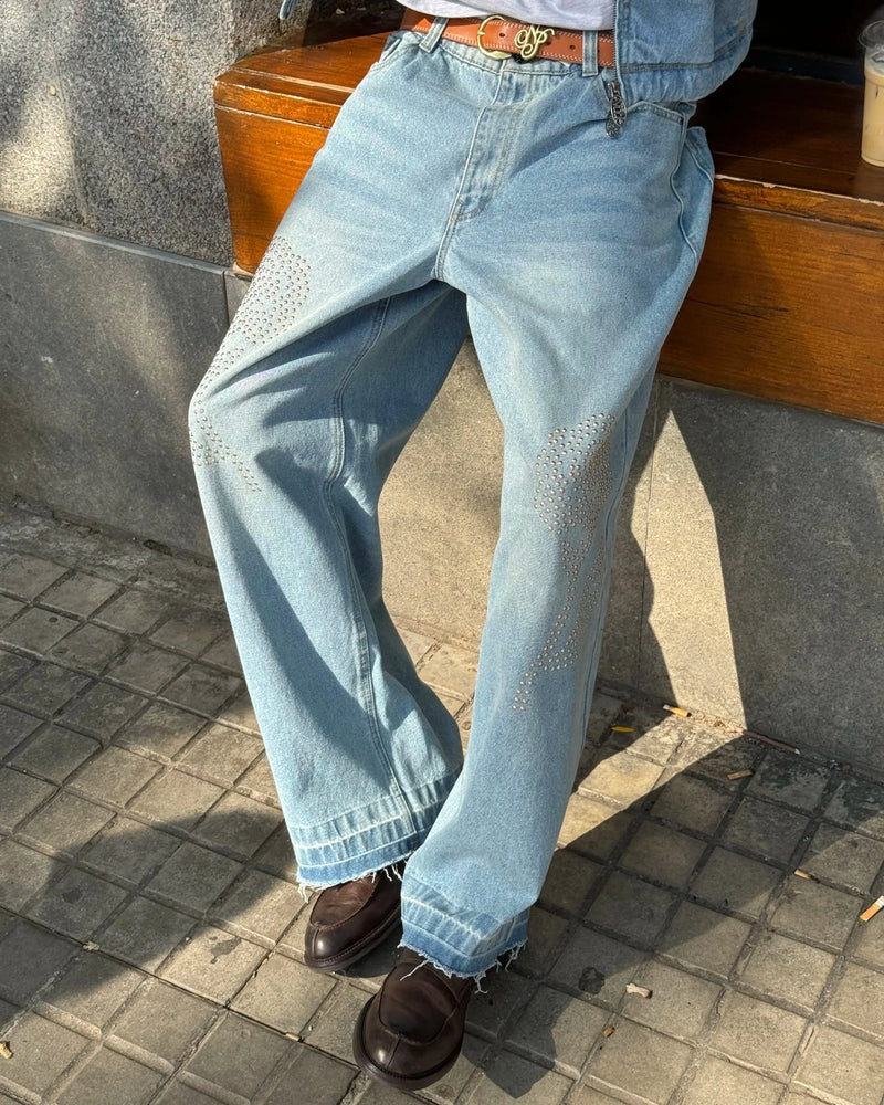 Old Baggy Denim Fantasy Jewel Flowers