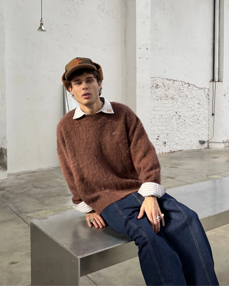 Alpaca Knit Sweater Brown