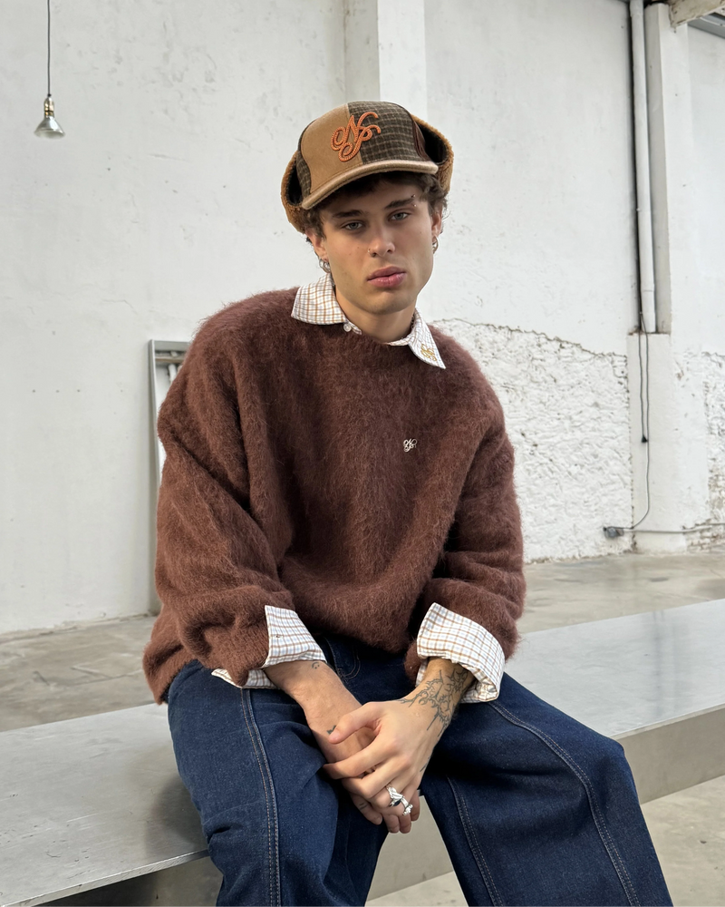 Alpaca Knit Sweater Brown