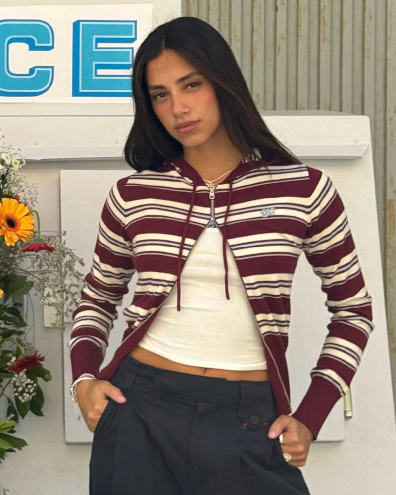 Bulldog Zip-Up Knit Cardigan