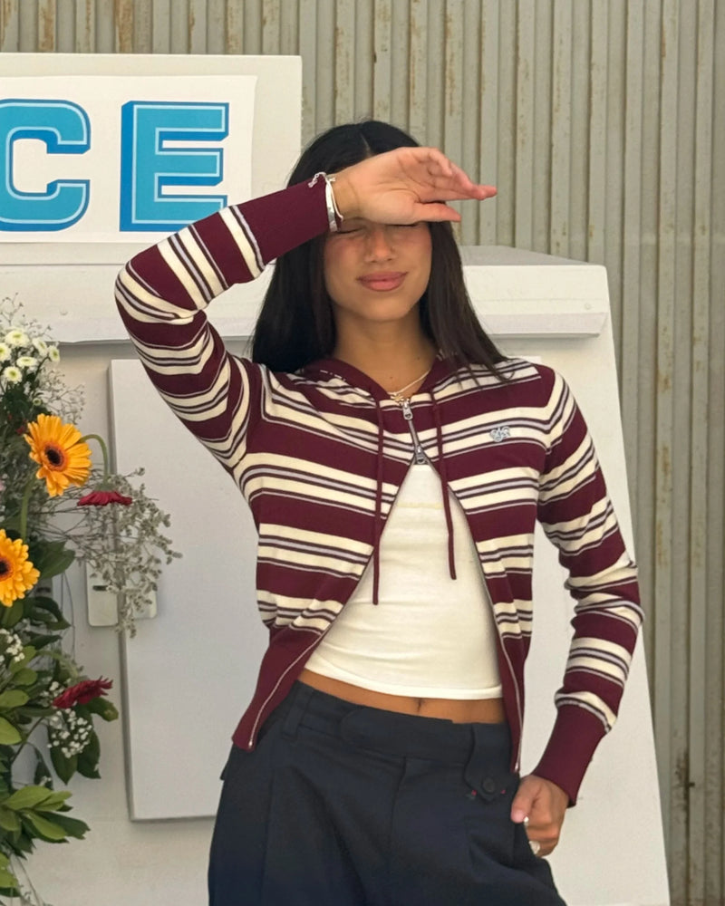 Bulldog Zip-Up Knit Cardigan