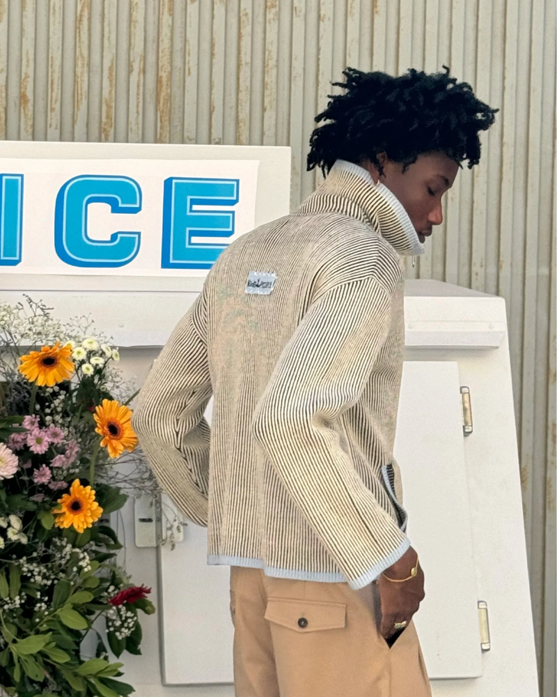 Classy Knit Zip-Up Cardigan Blue