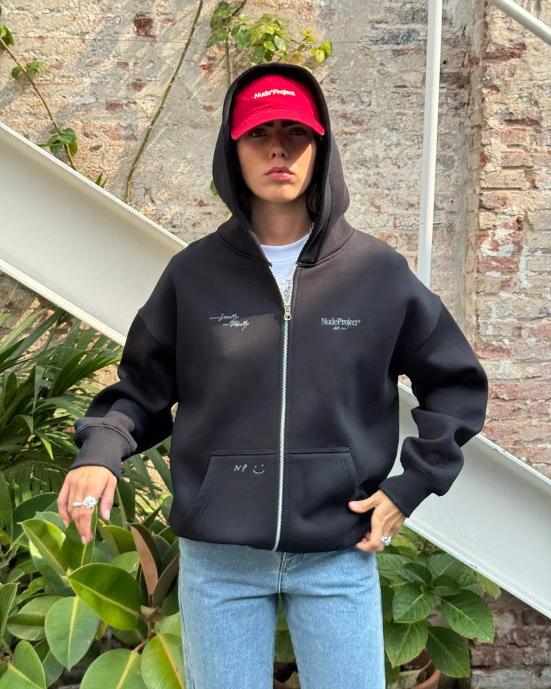 Global Soon Zip-Up Hoodie Black