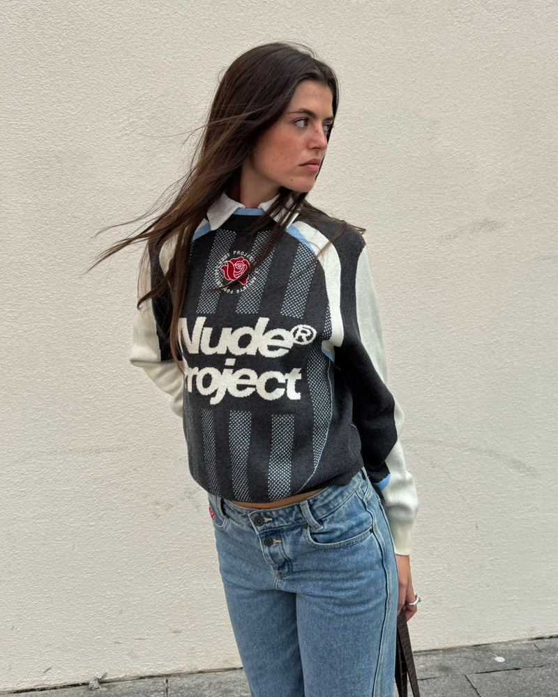 Grass Football Knit Sweater Grey