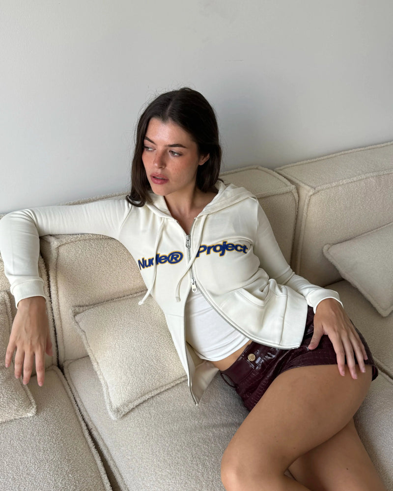 Margarita Zip-up Hoodie Ivory