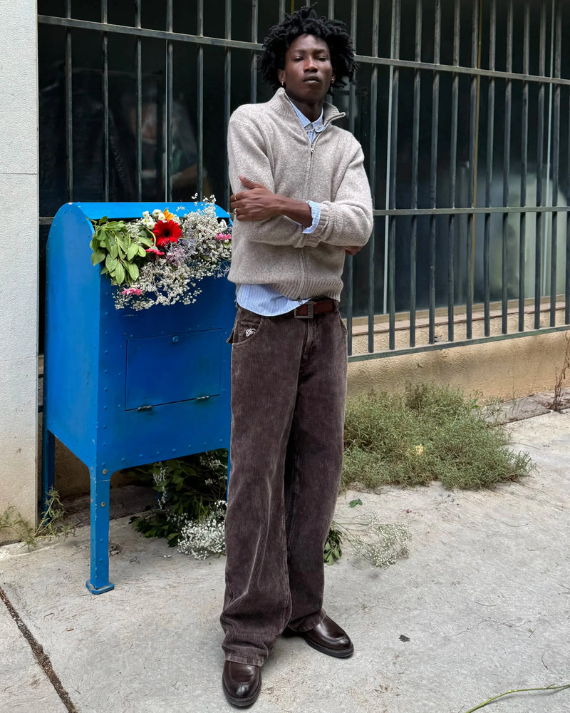 Sweet Knit Zip-up Cardigan Beige