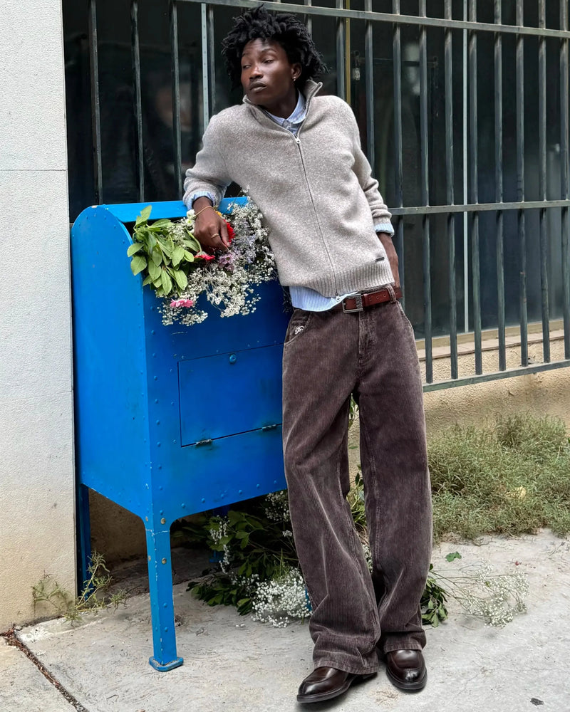 Sweet Knit Zip-up Cardigan Beige
