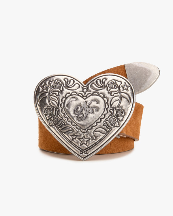 Heart Leather Belt Brown